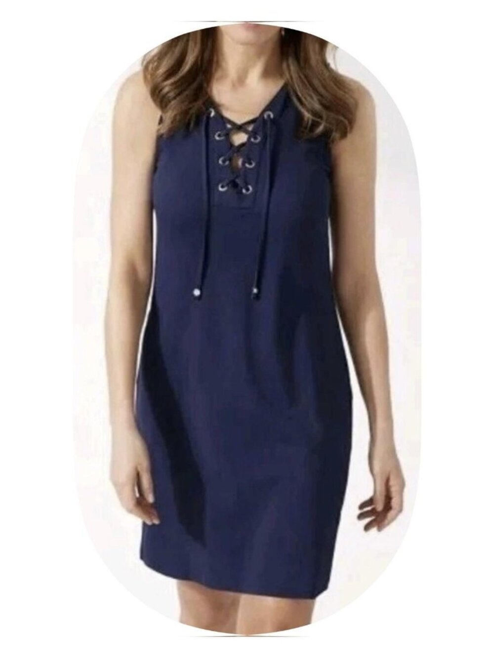 Tommy Bahama 'Island Cays Lace Up' Dress Womens XS Navy Pockets‎ Coastal Resort